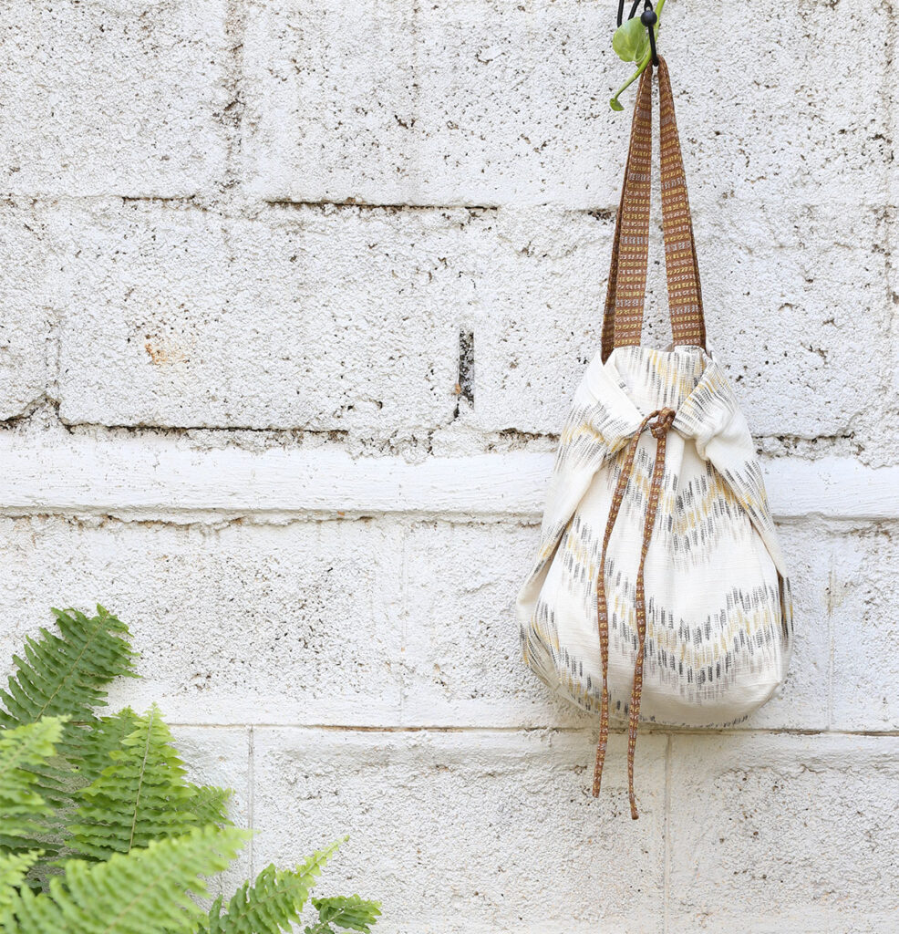 Cotton Tote Bag – Adaptable Ikat – Mustard/Brown
