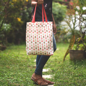 Cotton Tote Bag - Aztec Arrows - Fiesta Red