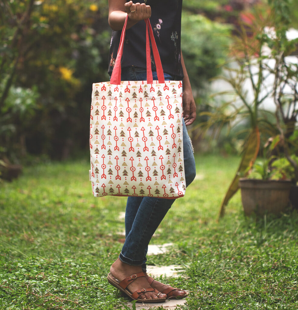 Cotton Tote Bag – Aztec Arrows – Fiesta Red