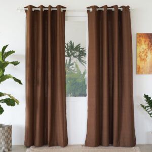Cotton Curtain – Chambray – Bison Brown