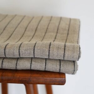 Linen Sheer Curtain – Classic Stripes – Beige / Black