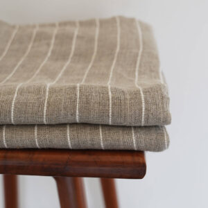 Linen Sheer Curtain – Classic Stripes – Beige / White