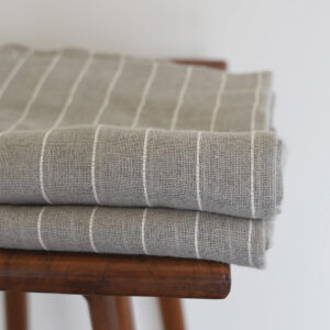 Linen Sheer Curtain – Classic Stripes – Grey / White