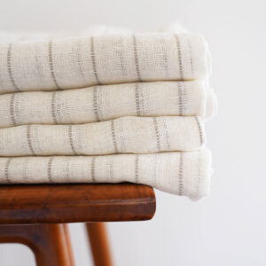 Linen Sheer Curtain – Classic Stripes – White / Silver