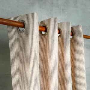 Cotton Curtain – Fine Stripes – Brown