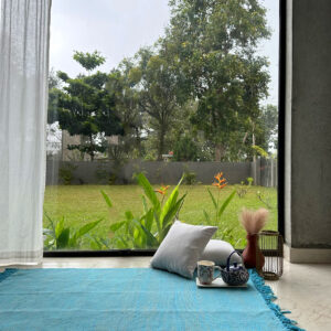 Cotton/Jute Rug – Handwoven – Teal Blue