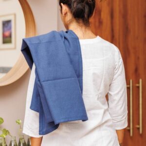 Cotton Bath Towel – Honeycomb Weave – Indigo