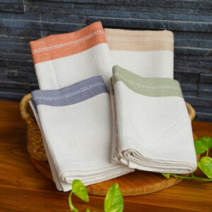 Cotton Kitchen Towel – Honeycomb Weave – Beige , Set of 4