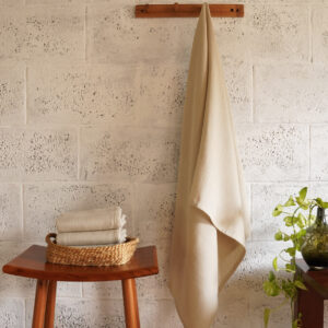 Cotton Bath Towel – Honeycomb Weave – Pearl Beige