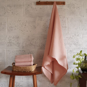 Cotton Bath Towel – Honeycomb Weave – Peach Bud