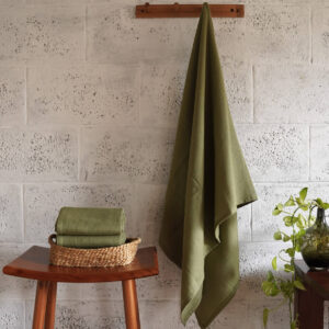 Cotton Bath Towel – Honeycomb Weave – Olive Green