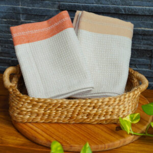 Cotton Kitchen Towel – Honeycomb Weave – Beige , Set of 2