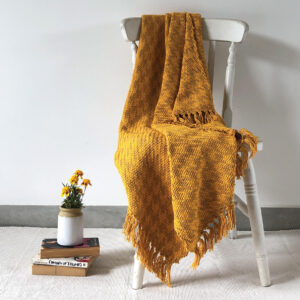 Cotton Throw – Handwoven Houndstooth –Yellow