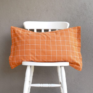 Cotton Pillow Cover – Lagom Chequered – Rust Orange/White