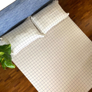 Cotton Bed Sheet – Lagom Chequered – Blue/White  - With 2 Pillow Cases