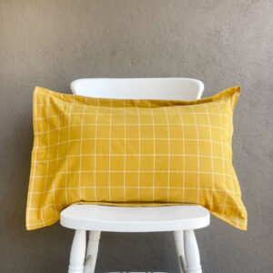 Cotton Pillow Cover – Lagom Chequered – Mustard/ White