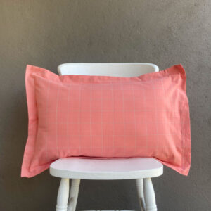 Cotton Pillow Cover – Lagom Chequered – Pink / Grey