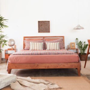 Linen Bed Sheet – Solid – Canyon Rose - With 2 Pillow Cases