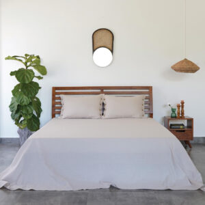 Linen Bed Sheet – Solid – Cloud Cream - With 2 Pillow Cases