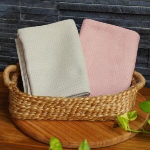 Cotton Kitchen Towel – Honeycomb Weave – Pastel , Set of 2