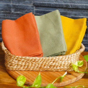 Cotton Kitchen Towel – Honeycomb Weave – Radiant , Set of 3