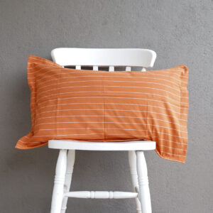 Cotton Pillow Cover – Silver Lining Stripes – Beige / Brown