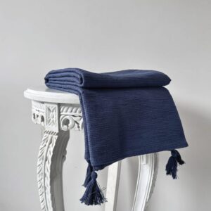 Cotton Throw – Slub Weave – Indigo Blue
