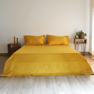 Cotton Bed Sheet – Solid Weave – Misted Yellow – With 2 Pillow Cases