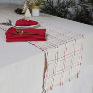Cotton Table Runner – Broad Checks – Beige