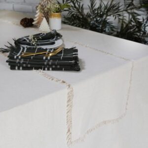 Fringes Cotton Table Runner – Solid – Soft Beige