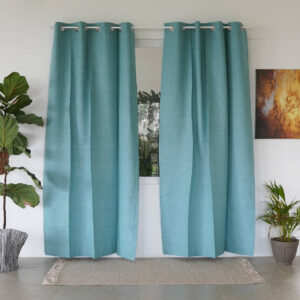 Cotton Curtain – Textura – Teal Blue