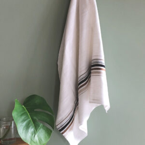 Premium Cotton Bath Towel – Thorth – White / Brown