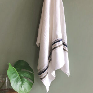 Premium Cotton Bath Towel – Thorth – White / Green