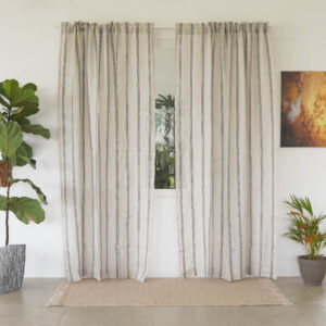Linen Sheer Curtain – Twilight Stripes – Beige/Black
