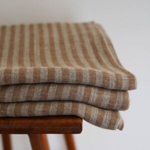 Linen Sheer Curtain – Twin Stripes – Beige / Orange