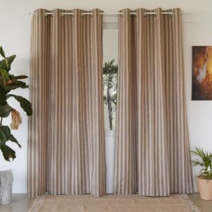 Cotton Curtain – Vintage Weave Stripes – Beige/Brown