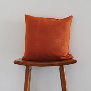Rust Orange Cotton Cushion Cover - Zari Stripes – 16"x16"