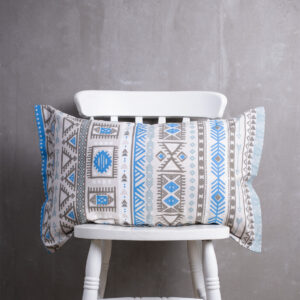 Cotton Pillow Cover – Aztec Print  – Blue