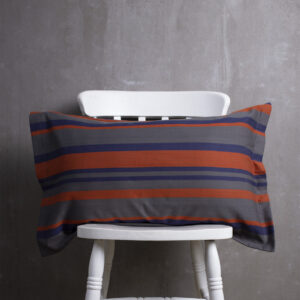 Cotton Pillow Cover – Bold Stripes – Blue/Orange