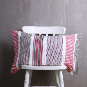 Cotton Pillow Cover – Broad Border  – Pink