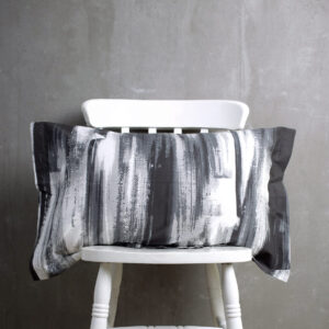 Cotton Pillow Cover – Brush Stroke Print  – Black