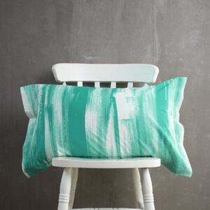 Cotton Pillow Cover – Brush Stroke Print  – Green