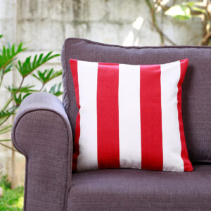 Red Cotton Cushion Cover - Cabana Stripes – 16"x16"