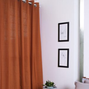Cotton Curtain – Chambray – Apricot Orange