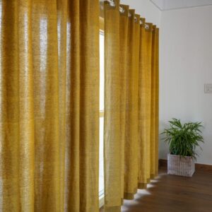 Cotton Curtain – Chambray – Cornsilk Yellow/Grey