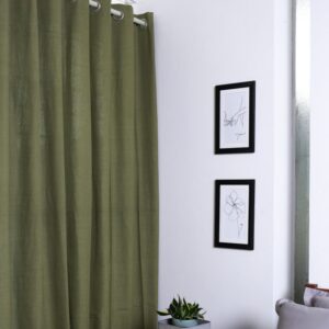 Cotton Curtain – Chambray – Iguana Green