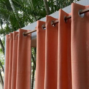 Cotton Curtain – Chambray – Melon Orange