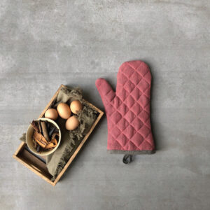 Cotton Oven Mitts –  Chrysanthemum  – Pink, Set of 2