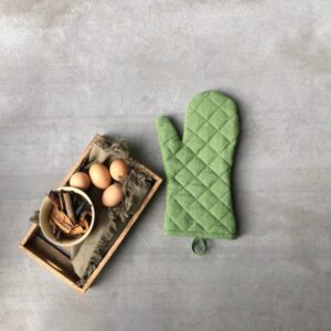 Cotton Oven Mitts –  Fern – Green, Set of 2