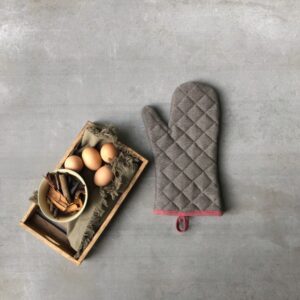 Cotton Oven Mitts –  Grey/Pink, Set of 2